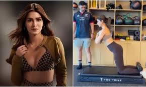Kriti Sanon does Nordic curl exercises
								